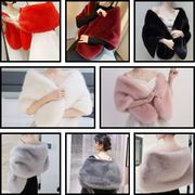 オフショルダースタイル   レディースフェイクファーショール y00052