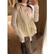 今季マストバイ   気質   おしゃれ  ジャカード柄   ベビードール  リボンストラップ  ブラウス