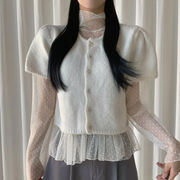 2025年INS 早春新作   気質   おしゃれ   着痩せ   ジャカード  インナー  チュール  ブラウス