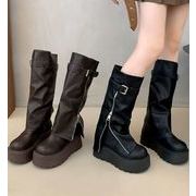 秋冬シューズ  ブーツ ロングブーツ フェイクレザー 厚底 お出かけ