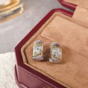 手作り精錬 ブチラーテ工芸イヤリング S925純銀18K厚金メッキ