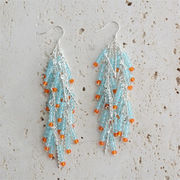 クーポン併用で最安値更新 程よい存在感 シルバー925 ブルー垂れさがるピアス＆鎖骨チェーン