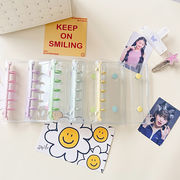 5穴 カラフルなクリップ PVC透明パンフレットカバー アルバム収納帳 手帳カバー M5