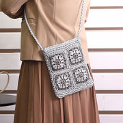 ★【COOCO】ラメ糸クロシェ編み スクエア ミニ ショルダー