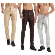 メンズPU ボトムス ズボン PUパンツ 大きいサイズ 新作 タイトレザーパンツ バイクレザーパンツ