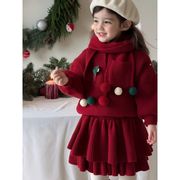 子供服　100~140cm　キッズニットセーター　マフラー付き　韓国キッズ服