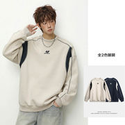 メンズ クルーネックスウェット 春用 オーバーサイズ スポーツカジュアル プルオーバー トップス★全2色