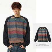 メンズ アメリカンヴィンテージ 配色グラデーション クルーネックスウェット ストリート系 プルオーバー★