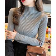 【日本倉庫即納】 ボトルネックリブニットトップスレディース