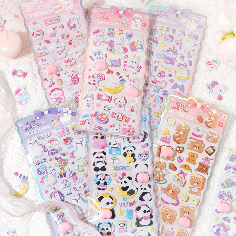 2026.1★HS★ももちゃん★アニマル★3D スクイーズシール★おしり★もちもち★ぷにぷに