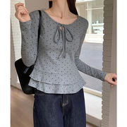 今季マストバイ   気質   おしゃれ  フリル  リボン結び   インナー  シャツ   トップス