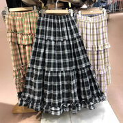ロングスカート　チェック柄　レディース　INS　韓国ファッション
