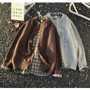 トップス メンズ ニット セーター   カーディガン シャツ レイヤード