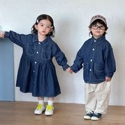 2026  春秋新品 ★ 韓国風子供服★ デニムワンピース＆シャツ 兄妹春服 80-150cm 2色