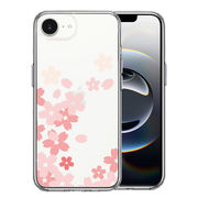 iPhone17e/16e 側面ソフト 背面ハード ハイブリッド クリア ケース 桜