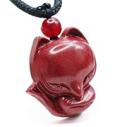 朱砂 きつね 狐 紐ネックレス 朱砂狐ネックレス 赤砂 狐ペンダント 開運アイテム 風水グッズ 幸運 お守り