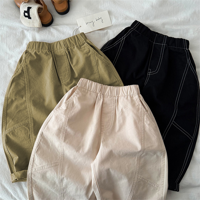 2026春※YMM☆キッズロングパンツ ワイドパンツ 無地 テーパードパンツ 男女兼用
