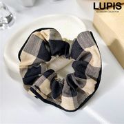 ヘアアクセサリー ヘアゴム シュシュ チェック柄 ブロックチェック おしゃれ 大人カジュアル かわい