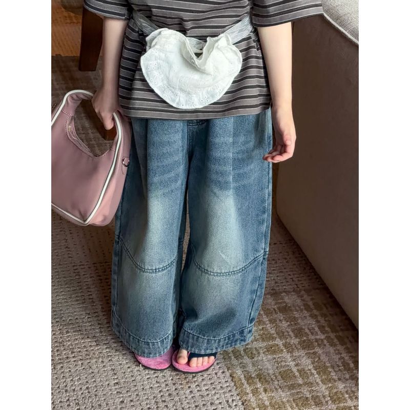 子供服　90~150cm　キッズデニムパンツ　ワイドパンツ　韓国キッズ服
