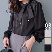 【2026新作商品♪】サテンボウタイカラーブラウス