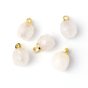 【天然 水晶】多面カットチャーム 銅製 クリスタル パーツ 天然石 ピンク ハンドメイド用 1個売り