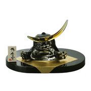 ★端午の節句を飾る★ 縁起の良い五月人形【手作硝子　兜・大（黒風）190203】