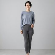 【春物新作】ハイウエスト　ストレッチレギンス　フルレングス