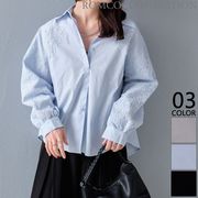 【2026新作商品♪】ケミカルレースボリューム袖Aラインシャツ
