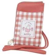 スマホ ポーチ ミッフィー ショルダーポーチ ギンガム ワッペン レッド【小ロット販売】