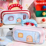 小さなお家デザインの大容量ペンケース 可愛い・防水・多機能 文具ポーチ／学生・女子向け