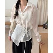 2026年INS 春夏新作   気質   韓国風   早春新作    2 点セット  アシメボタン  長袖  シャツ