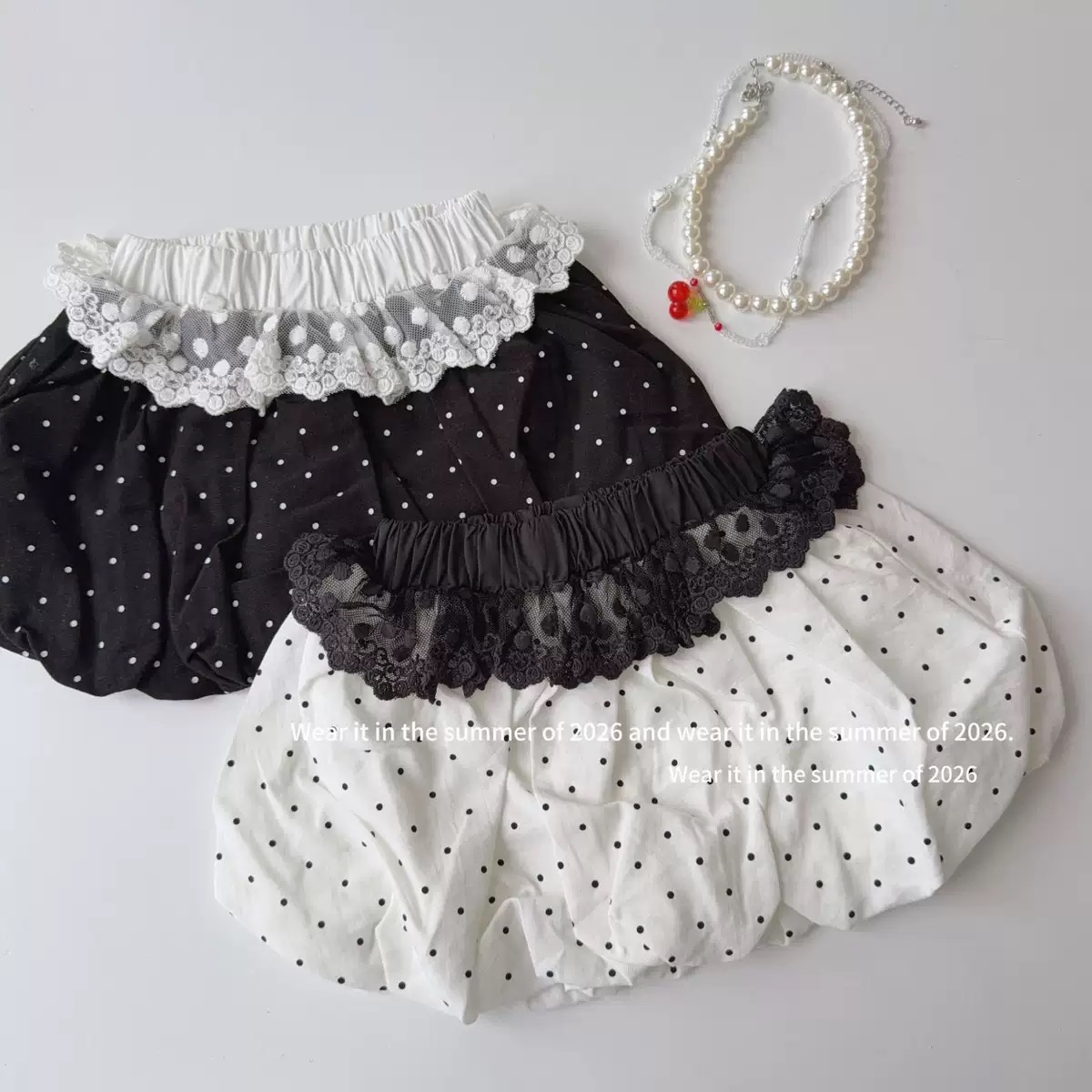 2026夏新作　子供服　キッズ　女の子　レース　スカート　裏パンツ付き　おしゃれ　2色90~150cm　DC