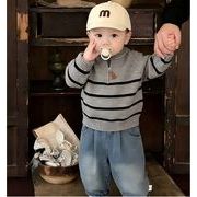 2026春秋子供服 可愛い ニットセーター&パンツ セットアップ 韓国風 ベビー服 キッズ服 [73~120cm]