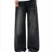 PC1391 2026年春夏新作 メンズ ボトムス ズボン ジーンズ デニム タック ワイド ストレート レトロ 欧米風