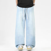 PC1392 2026年春夏新作 メンズ ボトムス ズボン ジーンズ デニム しぶき プリント 涼感 レトロ 欧米風