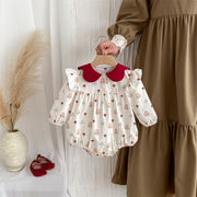 ins　春新作　ベビー服　女の子　ピーターパンカラー　長袖　ウサギ柄　ロンパース　可愛い　子供服　春秋