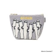 【コスメポーチ】ムーミン MOOMIN サガラ刺繍台形ポーチ ニョロニョロ グレー