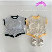 2026年夏新作　子供服　トップス　半袖＋ショートパンツ　セットアップ　韓国風　73cm-110cm