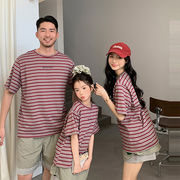 2026春夏※ボーダーTシャツ 親子3人 半袖 母娘カジュアル おしゃれトップス 親子コーデ