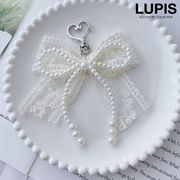 チャーム バッグチャーム キーホルダー ストラップ スマホストラップ リボン レース パール ガーリー 上品