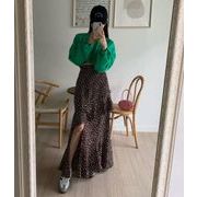 ボトムス スカート Aライン フリルスカート  ロング丈 総柄