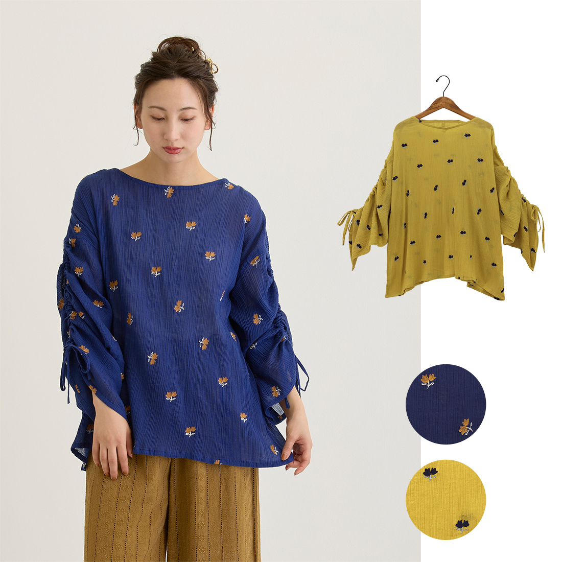 【Shanti Shanti】プルオーバー ブルームドット[長袖薄手小花刺しゅう刺繍ボタニカルフローラル春夏26SS]