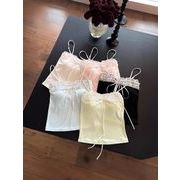 無地のリボン付きレースキャミソール、パッド入りブラ、女性用インナー＆アウターレイヤートップ