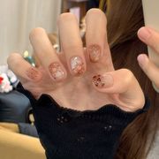 手作り ネイルチップ ショート スクエアラウンド星 おしゃれ 日常 付け爪 10枚入 かわいい　キラキラ