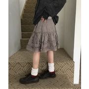 フリルチェック柄ミニスカート　レディース　INS　韓国ファッション
