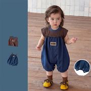 2026夏服※セットアップ ノースリーブ 配色タンクトップ＋サロペット 2点セット