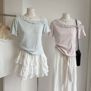 韓国風・レディース服・半袖・Tシャツ・トップス     4色