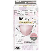 ビースタイル　立体タイプ　ふつうサイズ　アッシュピンク×グレー 20枚入 【立体マスク】