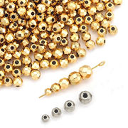 ステンレス(304) 金属アレルギー対応 カットビーズ【ゴールド/シルバーミラーカット】【5個売り】4サイズ