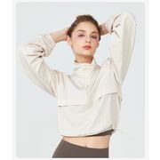 春夏の新作 防風ヨガカバーアップ 日焼け止め服  ゆるい  女性のスポーツコート 涼しさと通気性